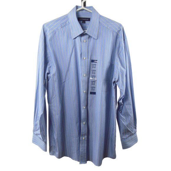 Hathaway Other - HATHAWAY Men's Button Down Shirt L New Cotton Striped Long Sleeve 16.5 Neck
